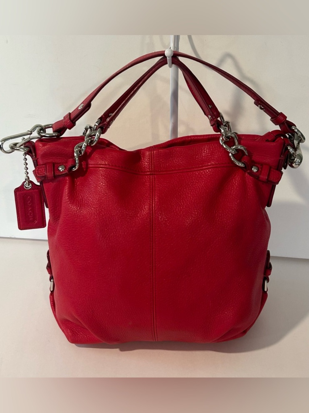 Coach Red Leather Shoulder Bag Silver Hardware Classic tote - Picture 3 of 15